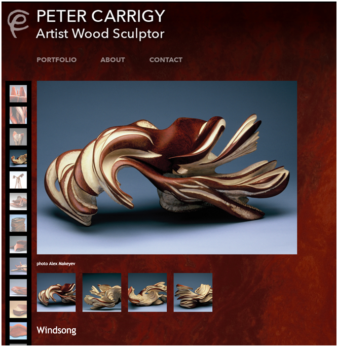 Portfolio page featuring Peter's work "Windsong"